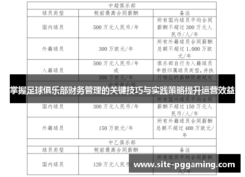 掌握足球俱乐部财务管理的关键技巧与实践策略提升运营效益