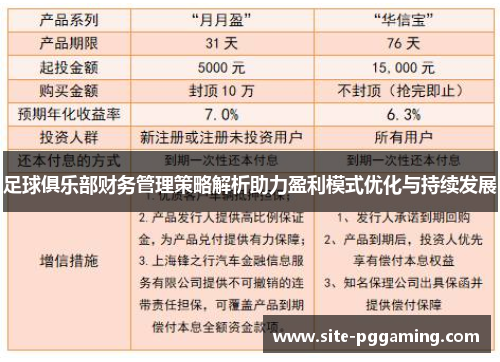 足球俱乐部财务管理策略解析助力盈利模式优化与持续发展